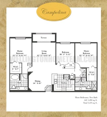 St. Andrews at the Polo Club Campolina condo floorplan in Wellington FL