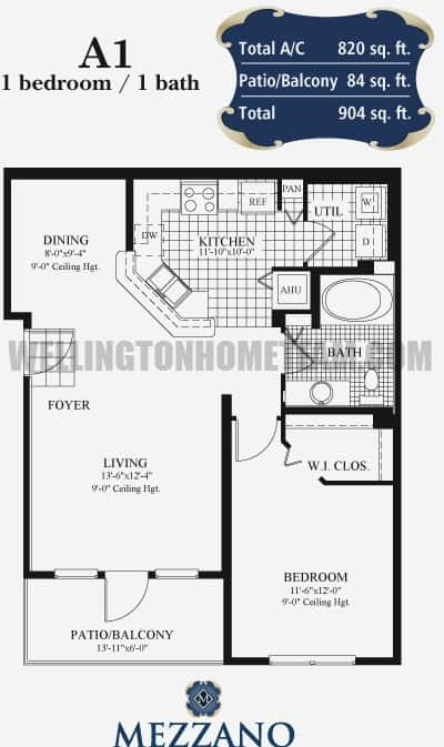 Mezzano A1 condo floorplan in West Palm Beach FL
