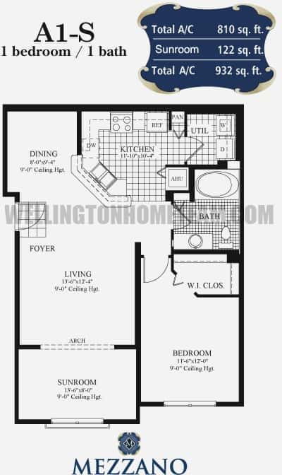 Mezzano A1S condo floorplan in West Palm Beach FL