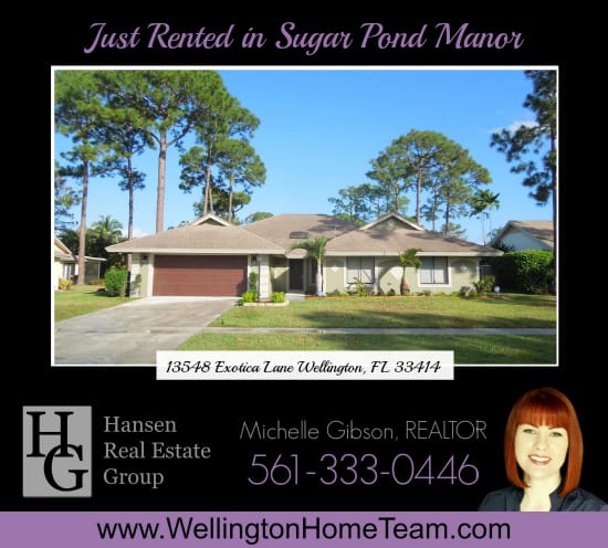 Sugar Pond Manor Home Rented! 13548 Exotica Lane, Wellington, Florida 33414