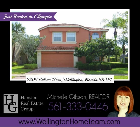 Olympia Home Rented! 2206 Balsan Way, Wellington, Florida 33414