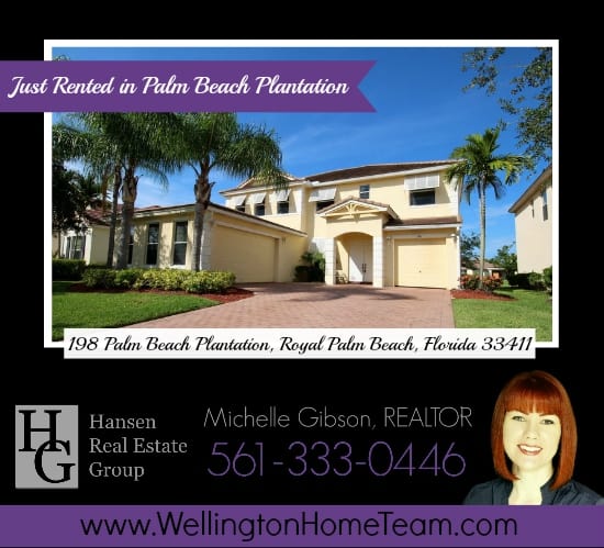 Palm Beach Plantation Home RENTED! 198 Palm Beach Plantation Blvd, Royal Palm Beach, Florida 33411