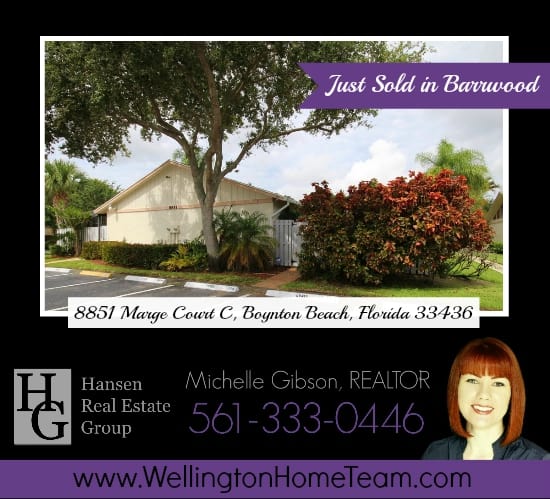 Barrwood Villa SOLD - 8851 Marge Court C Boynton Beach Florida 33436