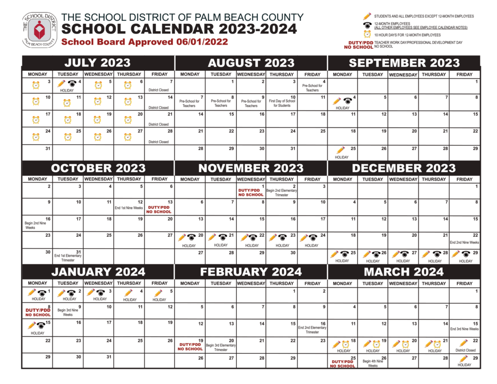 Palm Beach County School Calendar 20232024