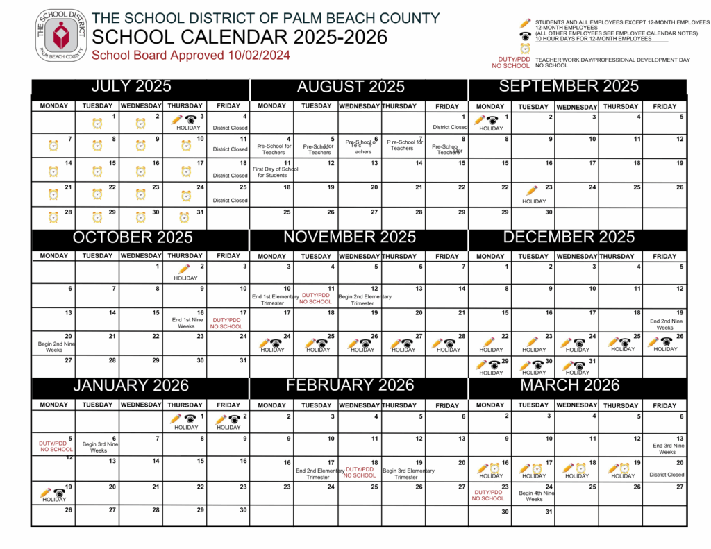 Palm Beach County School Calendar 20252026