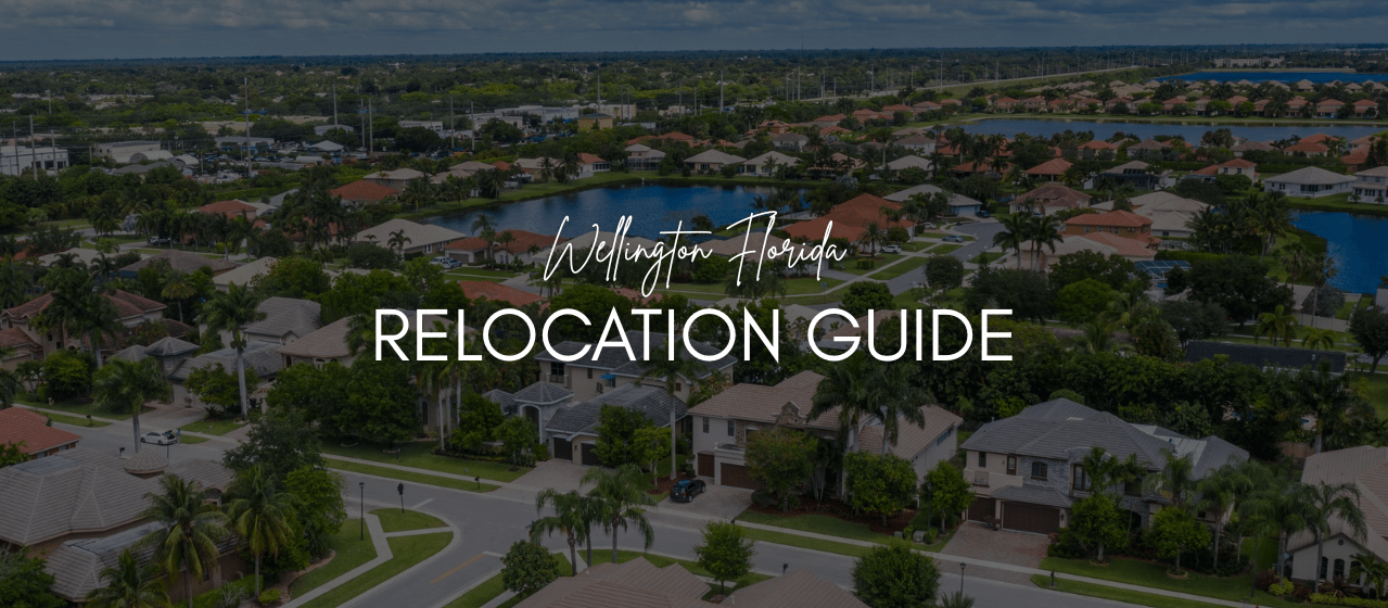 Aerial view of Wellington Florida neighborhoods for relocation guide including homes, streets, and community layout