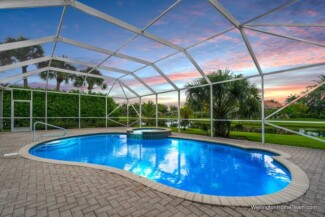 Grand Isles Wellington FL Real Estate and Community Guide Grand Isles Screened-In Pool with Sunset Views